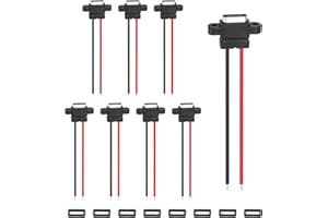 MECCANIXITY 8Pcs Type-C Female Chassis Waterproof Connector, 2-Pin Pigtail Bare Wire Panel Mount Socket with Rubber Ring for 