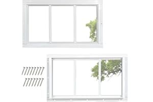 COLORPAPA 2 Pack Shed Windows, 10"x18" Transom Window Fixed Design with Tempered Glass for Shed, Chicken Coop, Playhouse, Household, Garage, Barns (White)