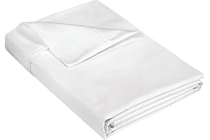 ROYALE LINENS 400 Thread Count 100% American Grown Cotton White Flat Sheet Only - Cooling Sheets - Luxury Sateen Weave - Queen Size Flat Sheet Sold Separately - Super Soft Cotton Top Sheets (Queen, Signature White)
