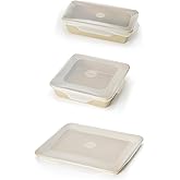 W&P Reusable Silicone Stretch Lid, Set of 3 – Casserole (9x13), Brownie (8x8), Loaf (5 x 9), Dishwasher Safe, Freezer Safe, LFGB/Premium Materials, Microwave Safe, Clear