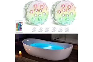 Seagenck Bath Tub Lights Wireless, Battery Operated Waterproof Glow Light for Bathroom Bathtub Shower Spa Light, Bath Essentials for Women Relaxing, RGB Multi Color Remote Controlled, 2pcs