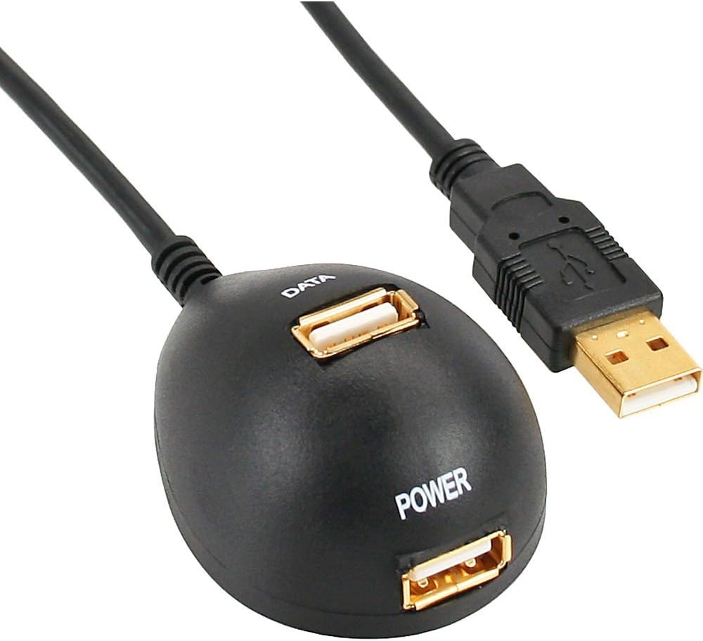 Intos USB 2.0 Verlängerungskabel mit Standfuss St. A an Bu. A, 2m 1 x USB 2.0 Extension, black