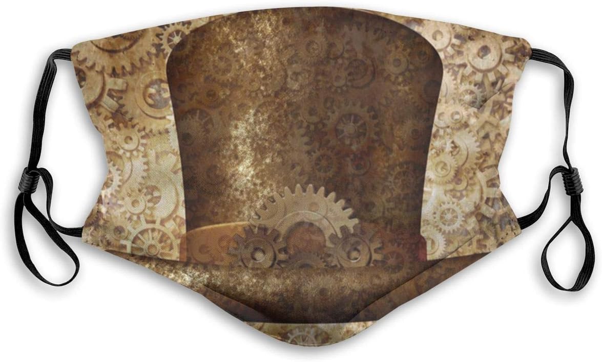 Metal Copper Gears And Cogs Image Mask Anti Dust Pollution Mask,Washable PM2.5 Face Mask With Adjustable Straps Mask