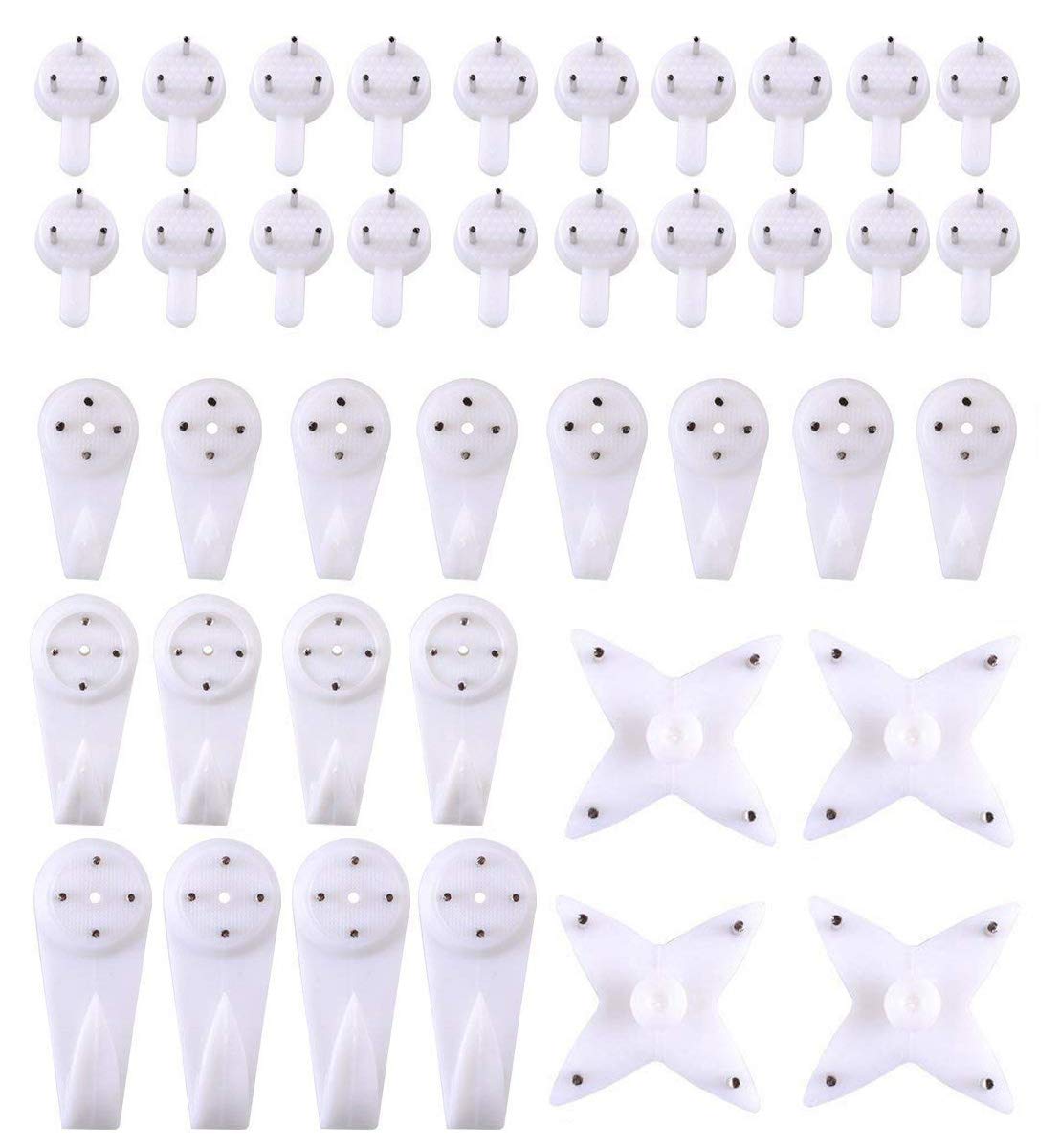40 Pack Non-Trace Hardwall Drywall Picture Hanging Hook Clock Hanger Wall Picture Hook Frame for Hanging Paintings Wedding Photos Mirror Wall Studs