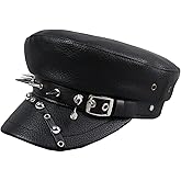 French Beret Hat Leopard Print Snakeskin Rivet Newsboy Cap PU Leather Painter Baker Gatsby Cabbie Hat for Women