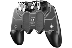 Mobile Game Controller with 4 Triggers Compatiple for PUβG/COD Mobile Fotnite [6 Finger Operation], L1R1 L2R2 Grip Gamepad Jo