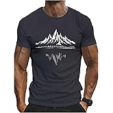 SweatyRocks Men's Graphic Tees Mountain Letter Print Short Sleeve T Shirt Streetwear Going Out Tops