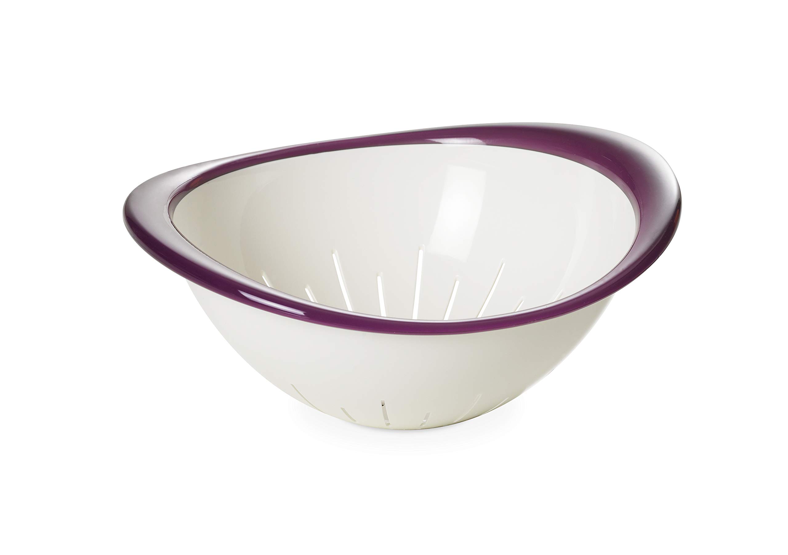 Omada Design drip Pasta and Vegetables, 7,88 inch Diameter, Colorful, Ergonomic and Innovative Design, White Interior and Colored Outer Edge, Trendy line, Purple