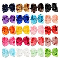 20pcs 6" Sparkling Grosgrain Boutique Ribbon Hair Bows Clips Baby Girl Clips for Girls Toddlers Infants Teens Kids Hair Accessories