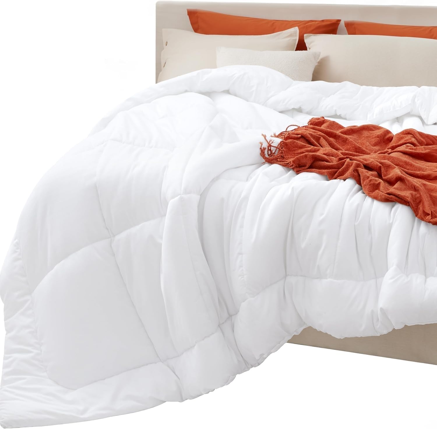 Photo 1 of Bedsure Oversized King Comforter Duvet Insert, All Season Bed Comforter, Quilted Down Alternative Duvet, Box Stitched Comforters with Corner Tabs, Washable, 116 x 98 Inches (White)