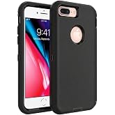 WOGROO Shockproof Case for iPhone 8 Plus/7 PLUS/6S Plus/6 Plus,Black | 3-in-1 Rugged Structure,Built-in Screen Protector,Full Body Protection,Precise Cutouts,Anti-slip Design