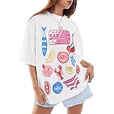 Women Y2k Oversized Summer Tops Cute Fruit Loose Fit Vintage T Shirts Crew Neck Aesthetic Graphic Short Sleeve