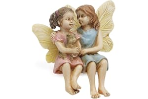 Marshall Home and Garden Sitting Fairy Sisters Multicolored 3 x 3 Resin Stone Collectible Figurine