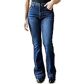 Kimes Ranch Women's Jennifer Ultra-High Rise Wide Flare Dark Wash Blue Jeans