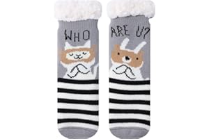 Royal Hong Beauty Fuzzy Slipper Socks for Kids Girls Women with Grippers Non Slip，Kids Warm Fuzzy Christmas Slipper Socks
