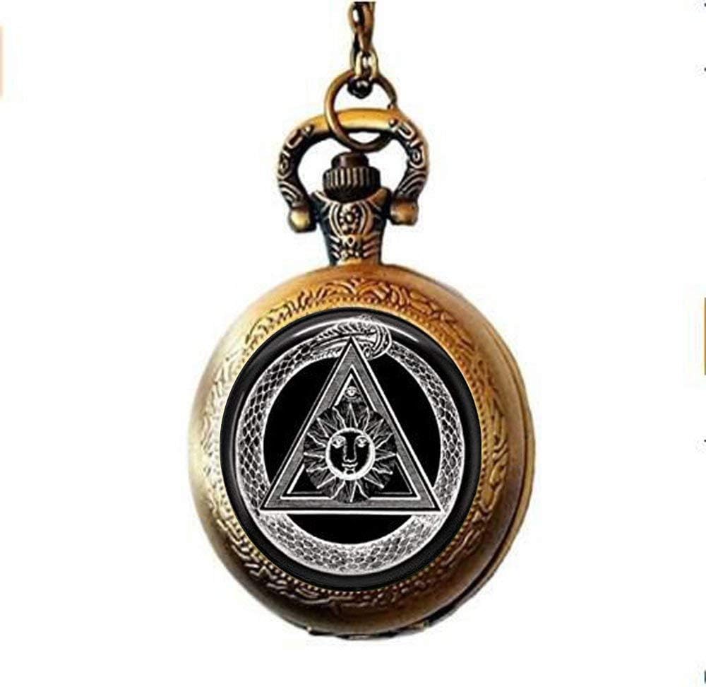 Handmade Alchemy Pocket Watch Necklace，Illuminati Pocket Watch Necklace，Occult Jewelry