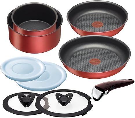 Amazon Co Jp ティファール 鍋 フライパン 9点 セット 着脱式取っ手 蓋 付 インジニオ ネオ スカーレット セット9 Ih対応 L ホーム キッチン