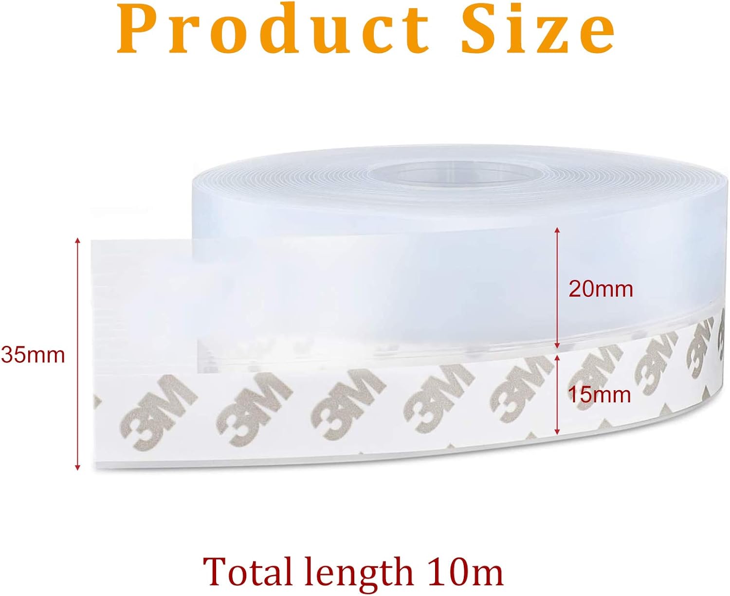 Weatherproof Silicone Door & Window Seal Strip, 10mx35mm - Transparent, Self-Adhesive Dust & Windproof, 10m x 35mm - Image 3
