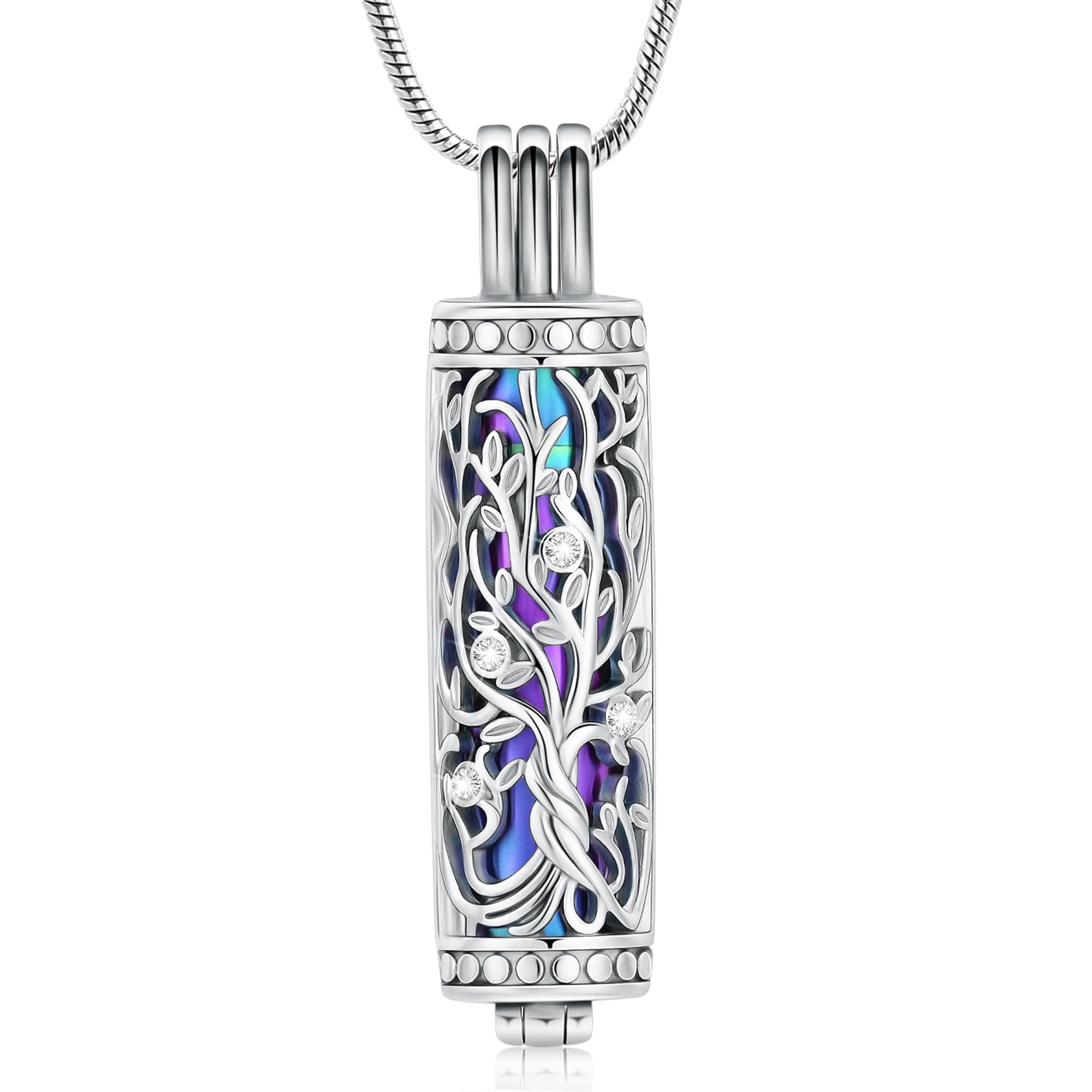 VCCWYQK Cremation Jewelry Urn Necklace for Ashes Pendant with Hollow Vial Cylinder Cremation Keepsake Memorial Lockets Ashes Holder for Women Men Pet