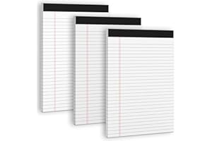 RONEKY 3 Pack White Legal Pads 8.5 x 11 Note Pads, Wide Ruled Notepads, Micro Perforated Lined Note Writing Pads 30 Sheets per Notepad Double-Side Printed Legal Note Pad 8.5x11'' for Home, Office, School