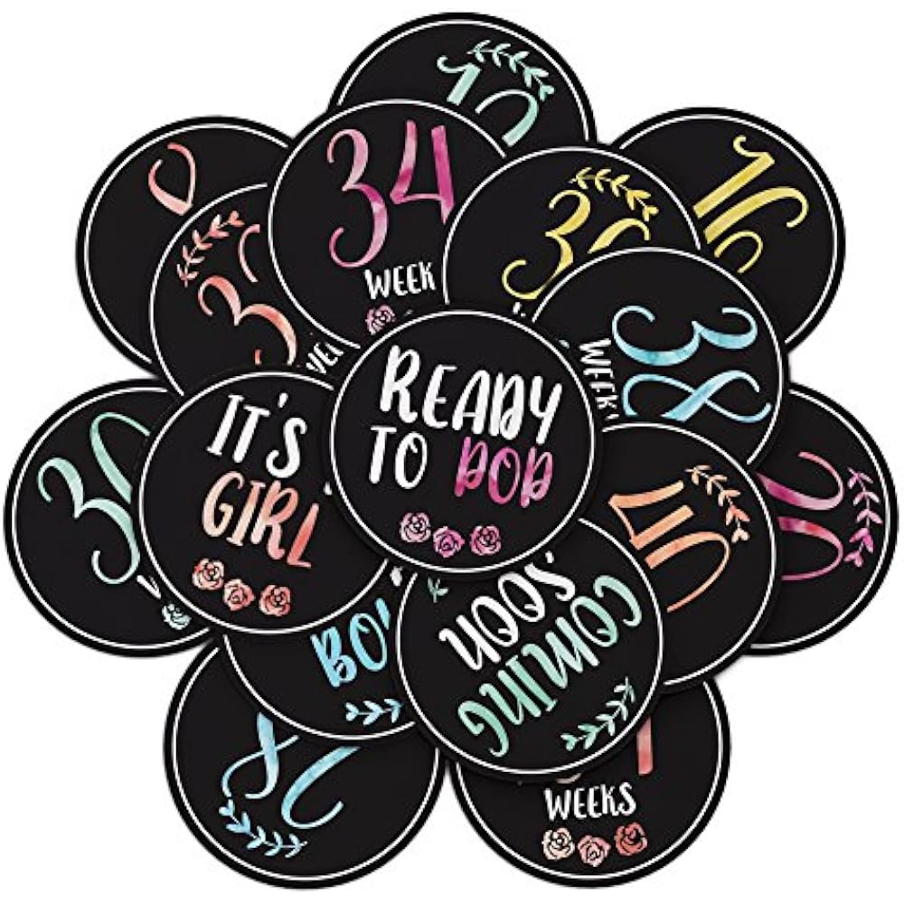 Pregnancy Stickers - 16 Baby Belly Bump Weekly Milestone Mom-to-be Upto ...