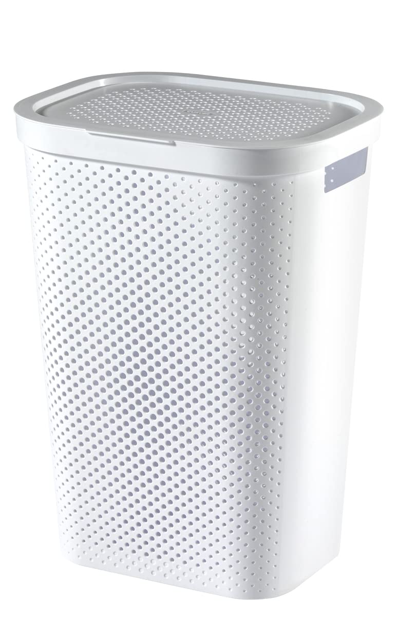 Curver Laundry Basket, 60 L, 43.7 x 35.1 x 60.2 cm, Recycled Plastic,White