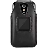 Fitted Leather Case for GreatCall Lively Flip (Model: 4053S), Jitterbug Flip2, Features: Rotating Belt Clip, Screen &amp; Keypad Protection, Secure Fit - Black