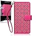 iPhone 6S Plus Case, Terrapin [Pink] [Etched Floral Pattern] Textured PU Leather Wallet Case with Card Slots ID Window Cash Compartment and Detachable Wrist Strap Case for iPhone 6 Plus / 6S Plus - Pink