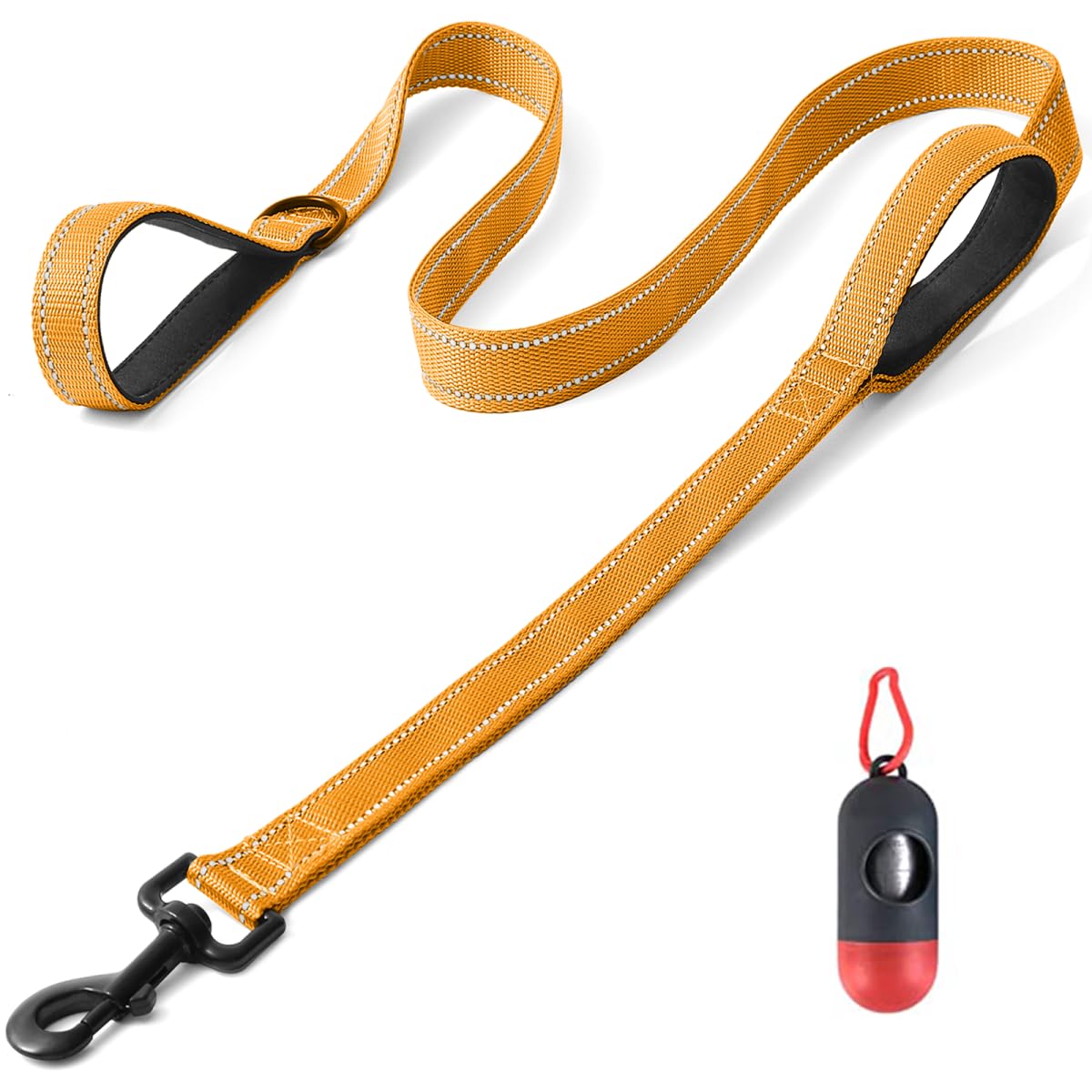 Belababy Dog Training Leads with Soft Padded Handles, 1.5M Basic Dog Leashes with Trash Bag Storage Box, Reflective Heavy Duty Nylon Dog Leads for Small Medium Large Dogs