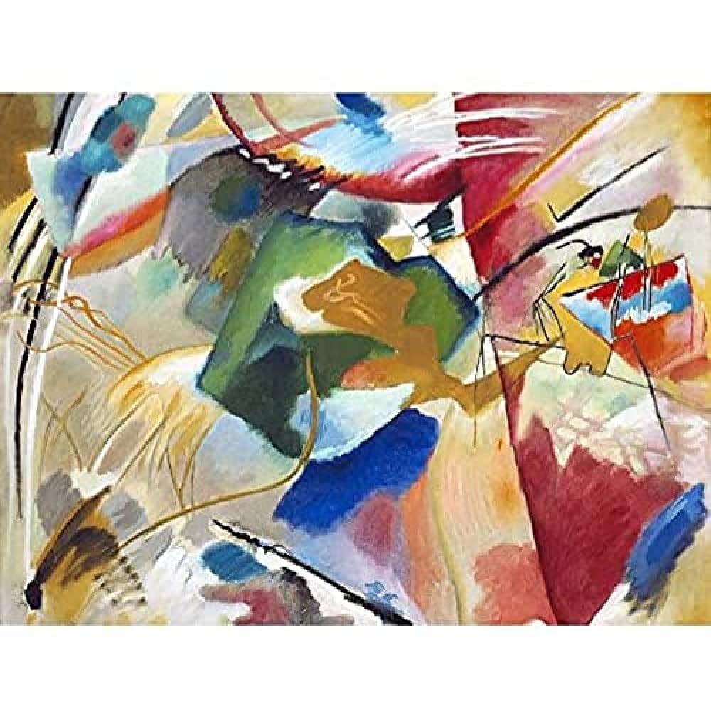 Kandinsky Green Centre Abstract Painting Cropped Art Print Canvas Premium Wall Decor Poster Mural