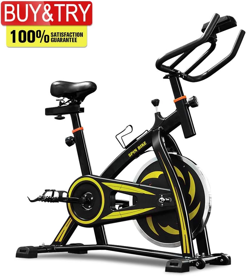 MIERES Indoor Cycling Exercise Bike Used for Studio,Gym,Home, Whit Adjustable Handlebars & Seat On Board Computer Reads Speed, Distance, Time, Calories + Pulse,Cycles Machines
