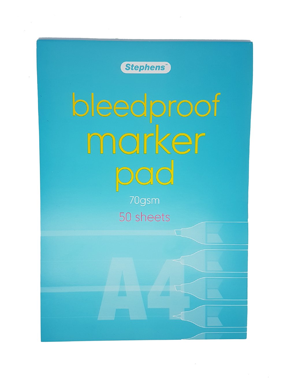 Stephens Bleedproof Marker Pad A4 70gsm 50 Sheets, Ideal For Sketching, Drawing, Doodling, Writing And Colouring, Use With Permanent Markers, Pens, Ink Will Not Bleed Through