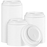 Huifany 180 Pack Coffee Cup Lids - Disposable Coffee Lid, White Plastic Lids for 10, 12, 16, 20, 24 oz Paper Cups, Leak Proof Cup Lid 3.54 Inches/90 mm Diameter