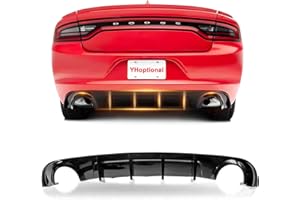 YHOPTIONAL Rear Diffuser for 2015-2023 Dodge Charger Base R/T SE SXT Rear Bumper Lip for Dodge Charger SXT Accessories Replacement Valance Rear Lip Spoiler Body Kit (Gloss Black)