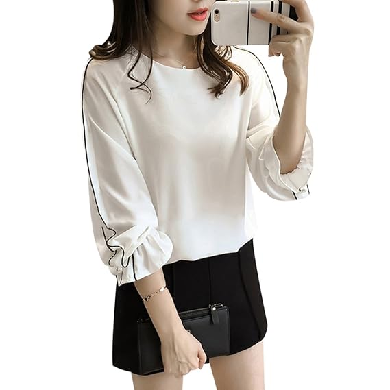 Amazon Mioim ブラウス レディース ファッション 長袖 シフォン Amazon Mioim ブラウス レディース ファッション 長袖 シフォン
