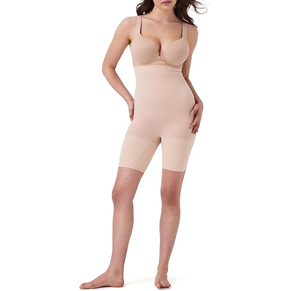 SPANX ASSETS Shapewear Pantaloncini Modellanti A Metà Coscia - Senza Cuciture, Nudo, Taglia XL, Compressione Ultra Resistente