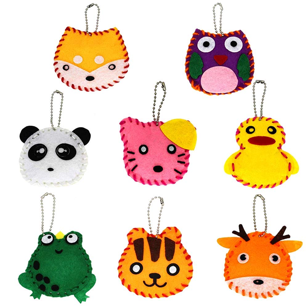 FARBEIR 5 Pcs Felt Sewing Craft Kit for Kids Fun Sewing DIY Craft Ornaments Kids Educational Sewing Craft Kits for Beginner Children