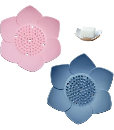 Porte-savon En Silicone Lotus - Lot De 2 - Auto-drainant Et Antidérapant - 13x3 Cm - Pour Douche Et Salle De Bain