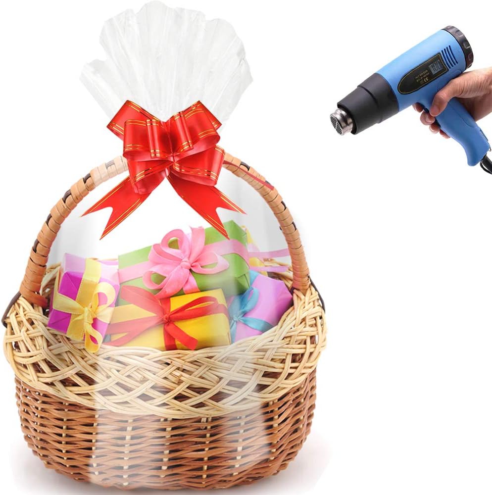 Shrink Wrap Bags for Gift Baskets,20x20 inches Clear PVC Heat Shrink Bags Cellophane Wrap for Packaging,Gift Wrapping 20 Pack