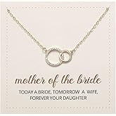 Kvekstio Wedding Day Mother of the Bride/Groom Gift, Minimalist Interlocking Circles Pendant Necklace Jewelry Gift for Mother