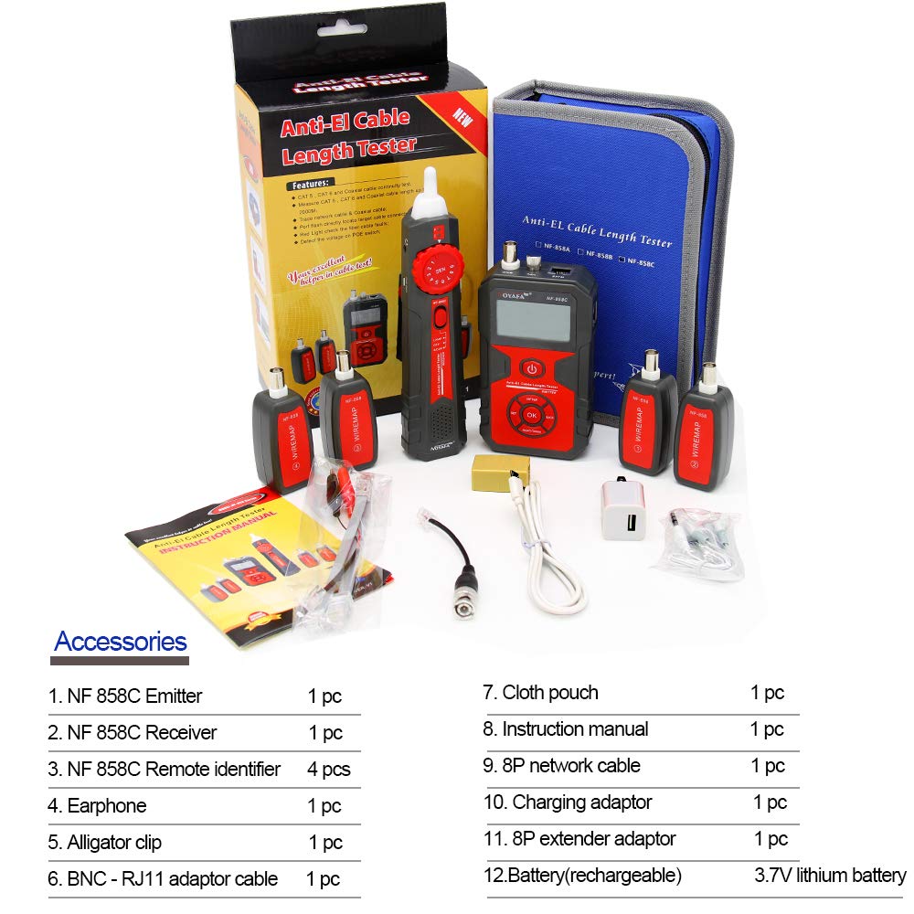 AntiEI Cable Length Tester Noyafa NF858C LCD Cable Testers Wire