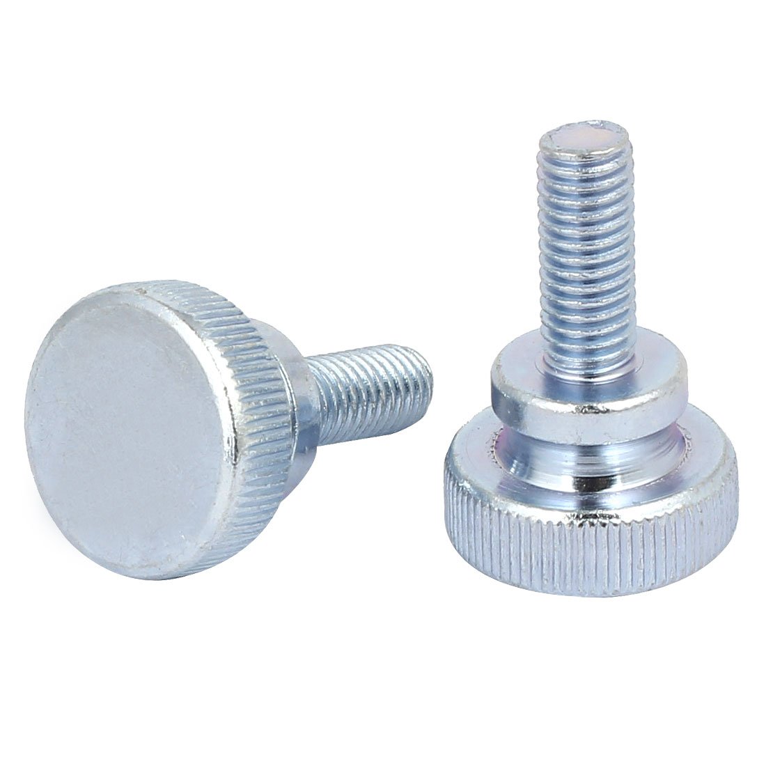sourcingmap M8x20mm Flat Knurled Head Fully Threaded Thumb Screws Bolts Fastener 2pcs