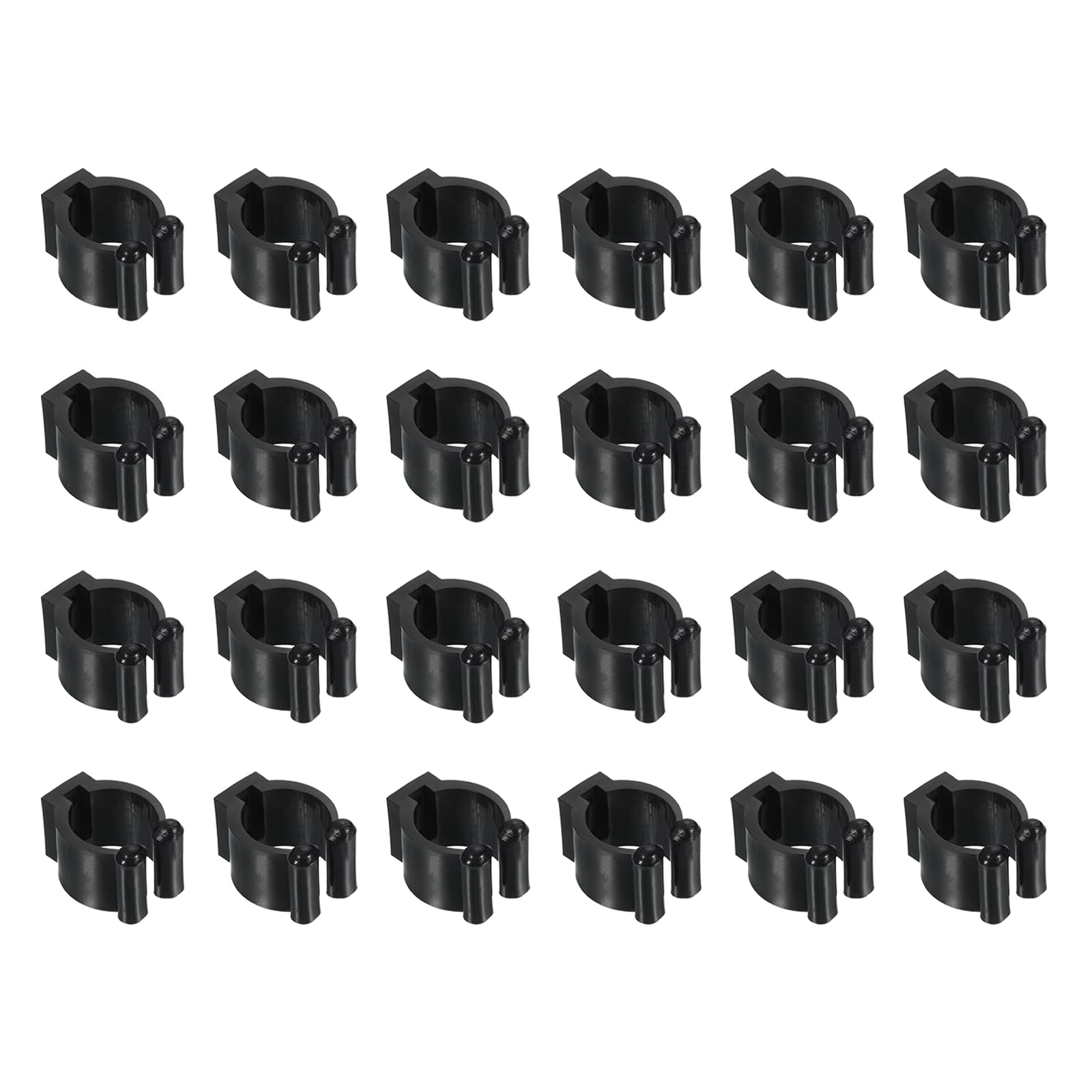 PATIKIL 24mm Dia Billiards Cue Locating Clip Holder, 24 Pack Plastic Snooker Clip for Fishing Rod Pool Cue Rack Storage, Black