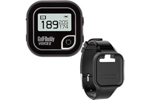 Golf Buddy Voice 2 Talking GPS Rangefinder (Bundle), Long Lasting Battery Golf Distance Range Finder & Silicon Strap Wristband