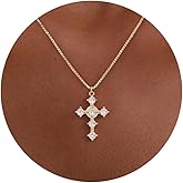 DCNCLADY Cross Necklace for Women - 14K Gold Plated/Silver Dainty Box Chain with Diamond Cross Necklace Jewelry Gift for Her