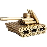 Singeek Bullet Shell Casing Shaped Army Tank Metal Sculpture,Great Decorative Artwork Model Gift for Home,Study Room Decorations (95 Tank)