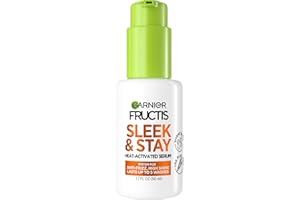Garnier Fructis Sleek and Shine Sleek and Stay Hair Serum for Frizzy, Dry Hair, Heat Protectant Formulated with Alpha Silane, 1.7 Fl Oz(Packaging May Vary)