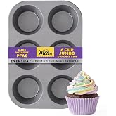 Wilton Everyday Non-Stick Jumbo Muffin Pan, Made Without PFAS, 6-Cup | Non-Stick Steel, Dishwasher Safe &amp; Made without PFAS, Easy Release, Perfect for Jumbo Muffins &amp; Oversized Cupcakes