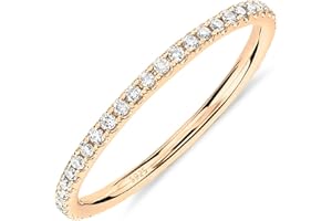 PAVOI 14K Gold Plated Eternity Ring for Women - Silver Sterling Stackable Cubic Zirconia Wedding Bands for Women