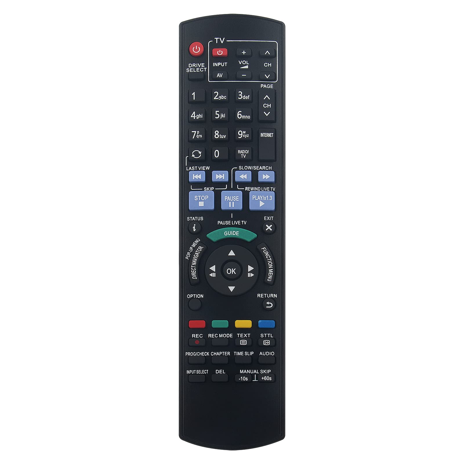 VINABTY N2QAYB000986 Replacement Remote Control fit for Panasonic Blu-ray Disc Recorder DMR-BWT745 DMR-BCT745 DMR-BST940 DMR-BCT74 DMR-BCT740 DMR-BCT84 DMR-BCT845 DMR-BCT940 DMR-BST745 DMR-BST845